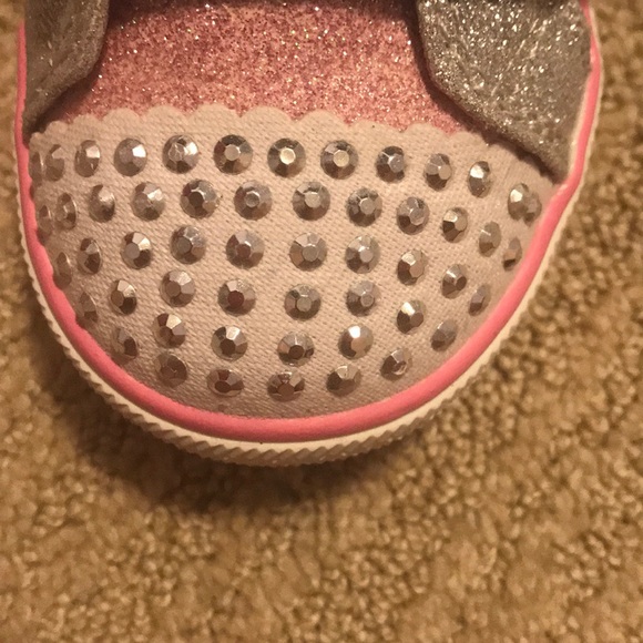 SKETCHERS TWINKLE TOES(CRYSTAL STARS) PINK/GREY - Picture 3 of 9